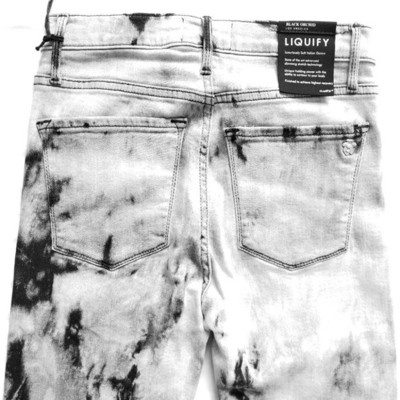 NWT Black Orchid Tie Dye Black & White High Rise Skinny Jeans - Picture 6 of 8